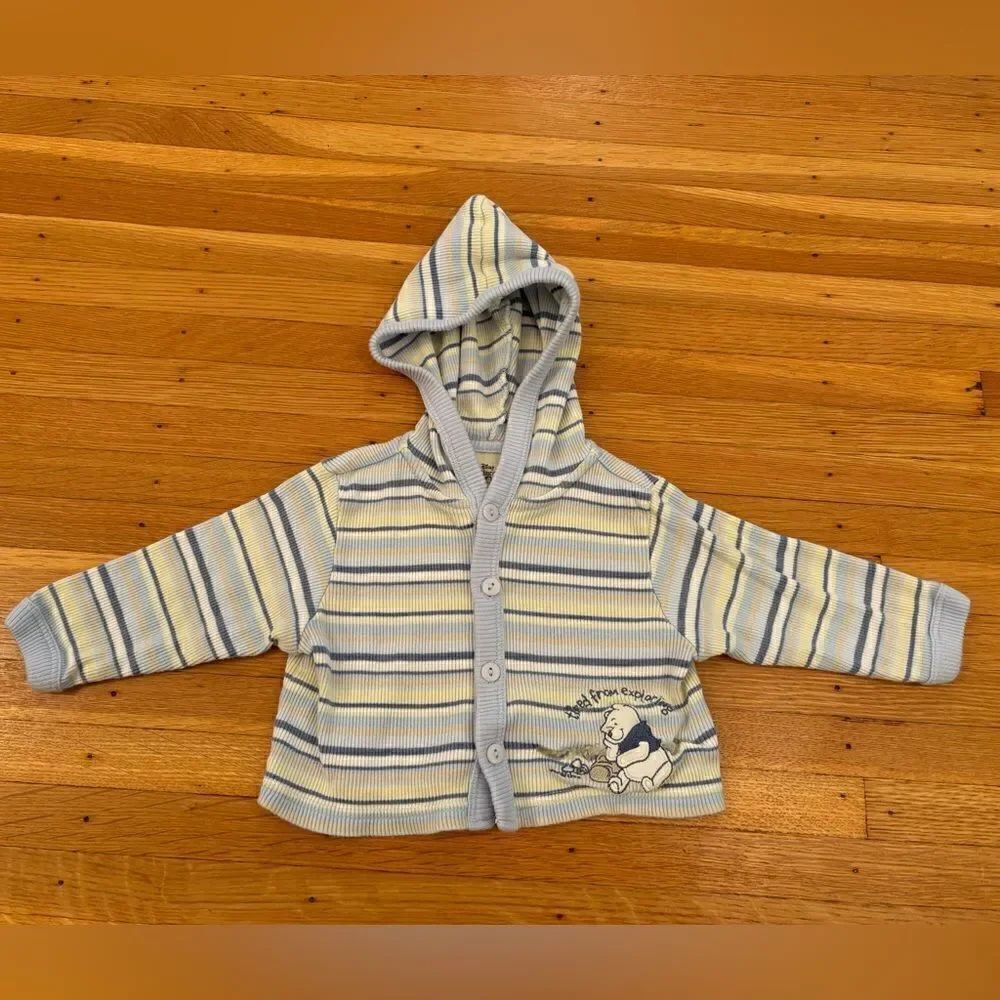 Disney Winnie The Pooh Sincerely Pooh Vintage Stripe Embroidered Hood Cardigan